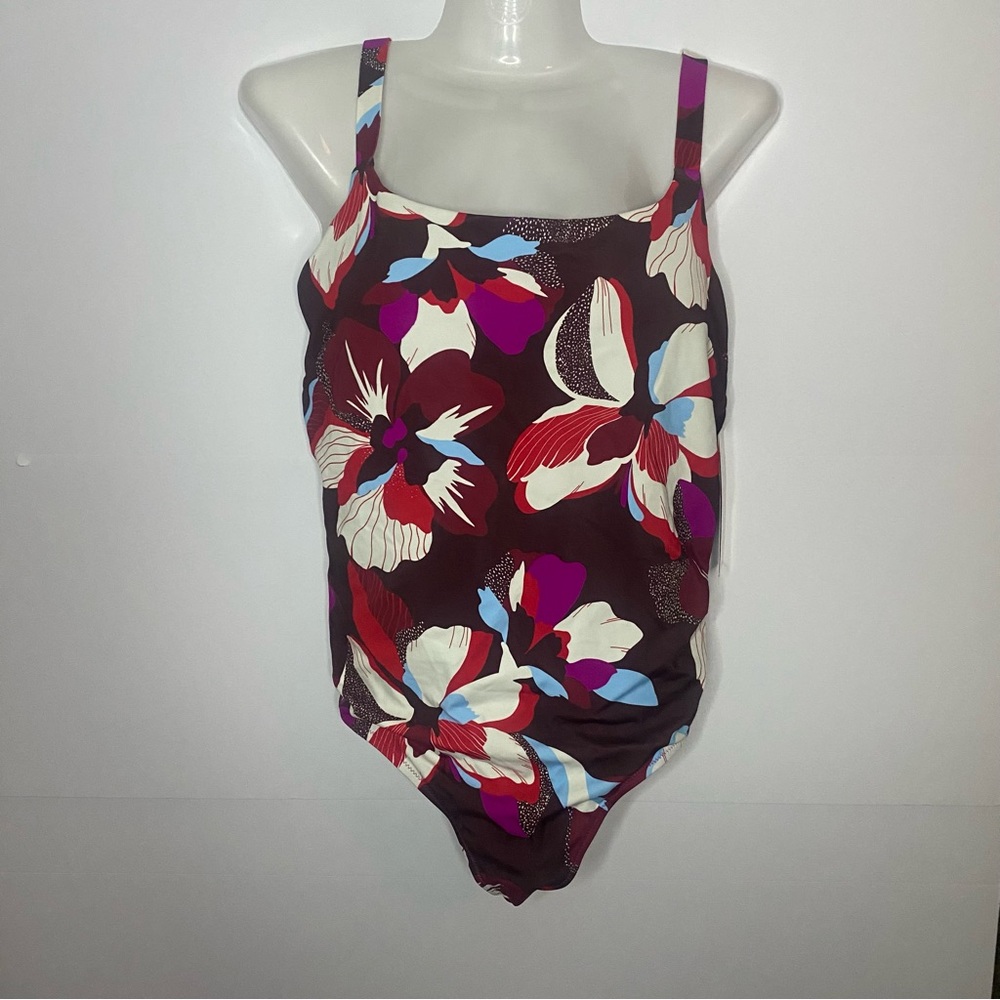NEW Athleta Hermosa Chocolate Floral One-Piece Swimsuit Beach Vacation